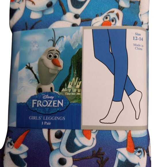 Disney Size 12-14 Leggings Girls Frozen Olaf Comfortable Stretchy Fabric NEW - Picture 2 of 4